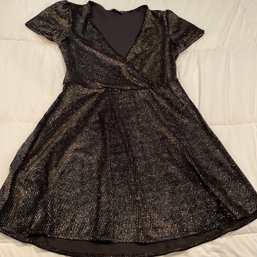 Show Me Your Mumu short mini black dress with gold detail. Never been worn.